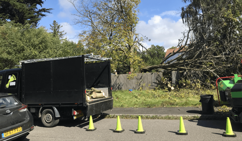 Emergency works setting out cones for safety